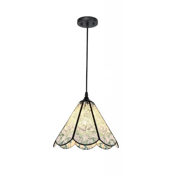 Floral Handcrafted Glass Pendant Light Fixture Pendant Lamp w/ Artisan Mosaic - Picture 1 of 3